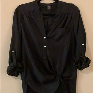 Ellison Long Sleeve Black Button Up Top